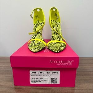 Neon yellow stiletto sandals by Shoedazzle w/box